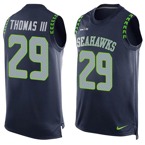 Nike Seahawks #29 Earl Thomas III Steel Blue Team Color Men's Stitched NFL Limited Tank Top Jersey - Click Image to Close